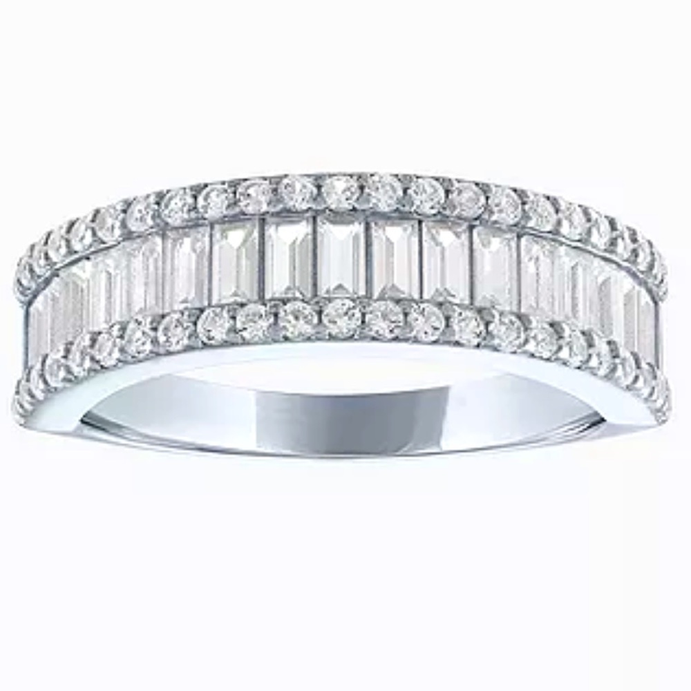 2MM Lab Created White Sapphire Sterling Silver Band